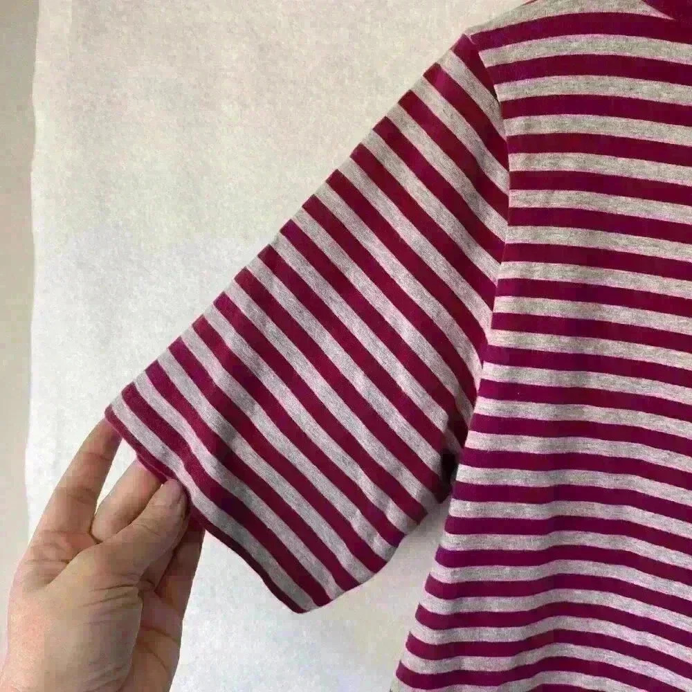 Tommy Bahama Women's Magenta and‎ Gray Striped Short Sleeve Shirt Size Large - Picture 11 of 13